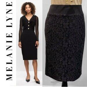 Melanie Lyne Lace Black Midi Skirt Size 8